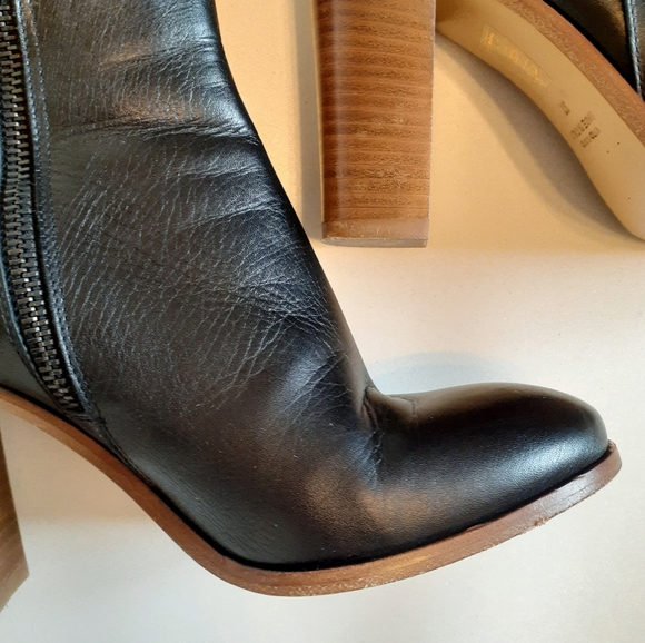 Barneys New York black stacked heel ankle boots - Picture 3 of 8